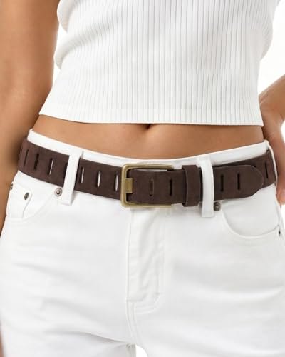 Genuine Leather Western Belt for Jeans, 1.5″ Wide