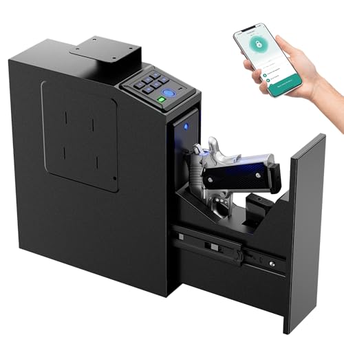 Biometric Slider Gun Safe with 4 Unlock Methods for Nightstand, Desk, Bedside, Truck