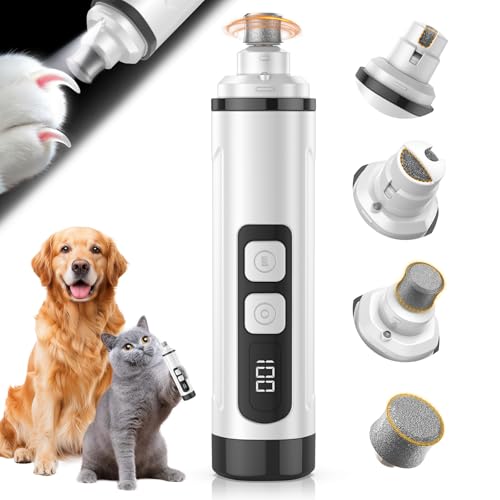 Dog Cat Nail Grinder Electric Powerful 3 Speeds with Lights Quiet