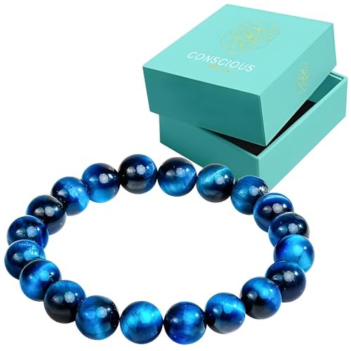 Hawk’s Focus Spiritual Bracelet, Royal Blue Tiger’s Eye for Clarity, Focus & Confidence