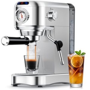 Espresso Machine 20 Bar, Compact with Milk Frother