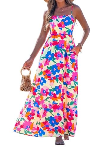 A-Line Flowy Casual Sleeveless Floral Sun Dress