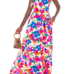 A-Line Flowy Casual Sleeveless Floral Sun Dress
