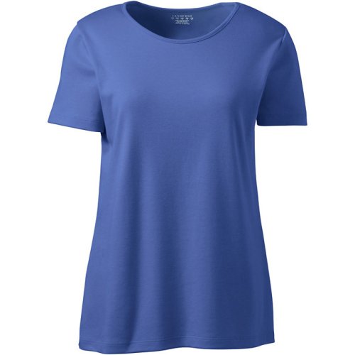 Womens Short Sleeve Jewelneck Tee – Lands End – Blue – XS
