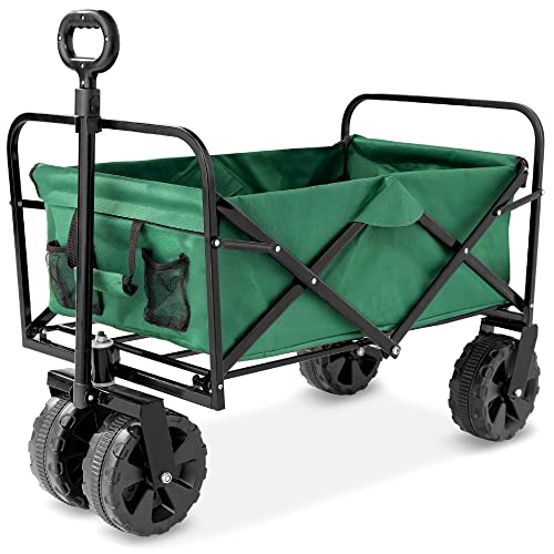 36in Collapsible Folding Utility Wagon, w/ 360-Degree Wheels
