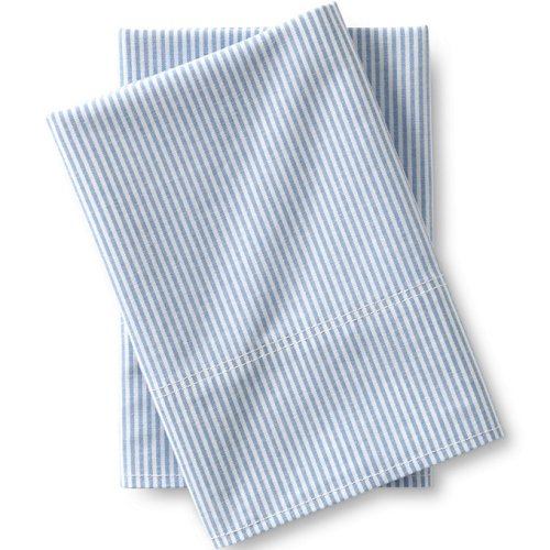 Cotton Oxford Stripe Pillowcases Lands End Blue