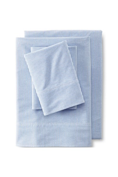 Cotton Oxford Stripe Bed Sheet Set Lands End Blue