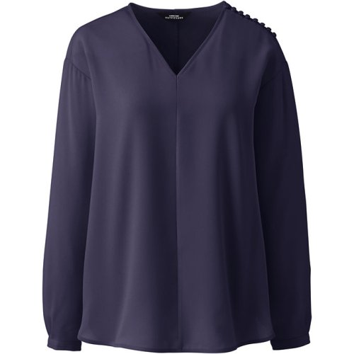 Womens Plus Size Long Sleeve Crepe Blouse Lands End