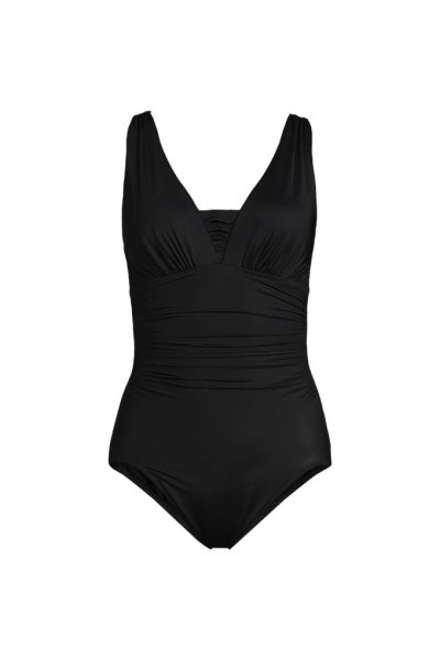 Womens Mastectomy SlenderSuit Grecian Tummy Control One Piece Swimsuit Lands End