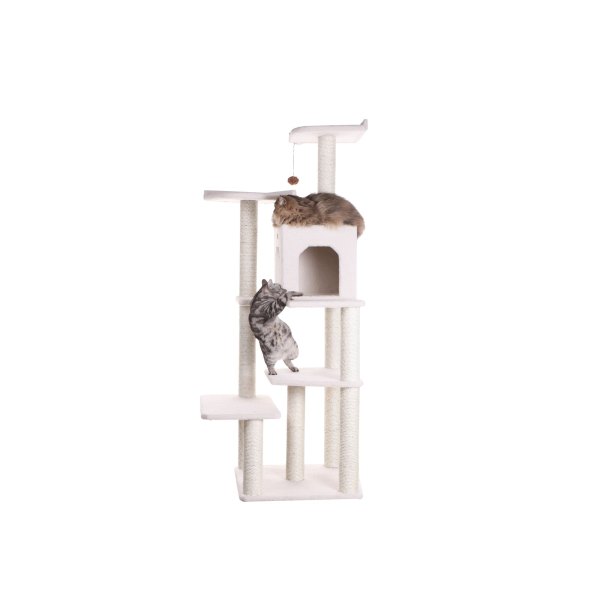 Armarkat 68-In Classic Faux Fleece Real Wood Cat Tree Multi-Level Tower, Ivory | PetSmart