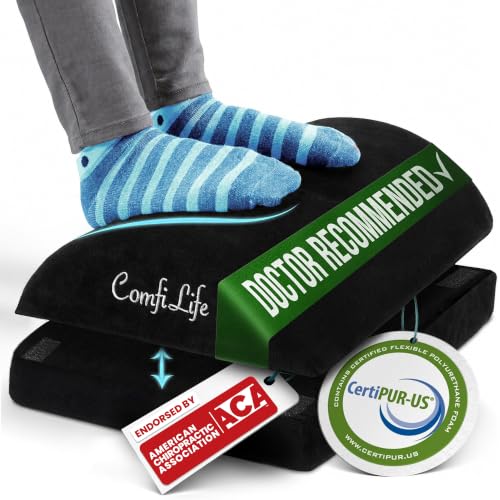 Foot Rest for Under Desk at Work – Adjustable Height Memory Foam
