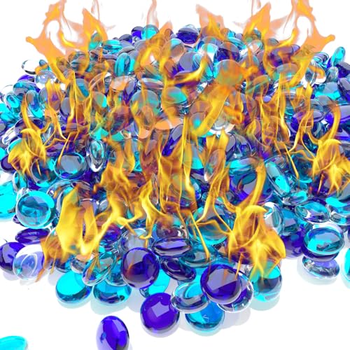 20 lb Reflective Fire Glass, 1/2 inch Blue Mix