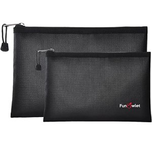 Fireproof Safe Money Document Bags – 2 Pack 13.4″ x 9.8″ and 10.6″ x 6.7″