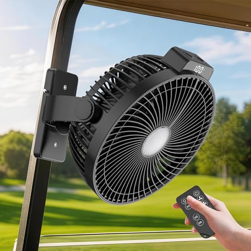 8-inch Magnetic Golf Cart Fan with Heavy-Duty Strap