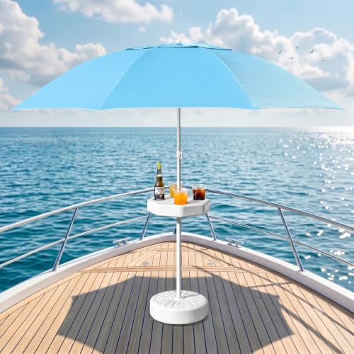Boat Umbrella with Table, Sand Fill Base, Pool Deck Patio