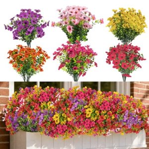 12 Bundles Artificial Flowers for Outdoor