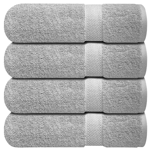 100% Ring-Spun Cotton Bath Towels Set of 4 (27×54 inches)