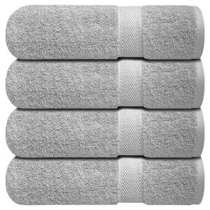 100% Ring-Spun Cotton Bath Towels Set of 4 (27×54 inches)