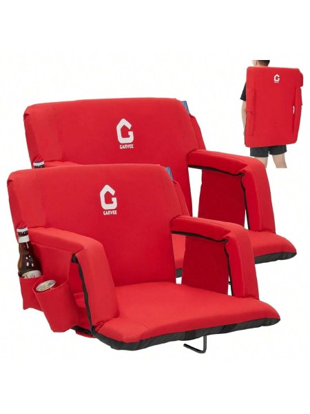 Garvee Stadium Seats with Back Support and Padded Cushion Extra Wide Bleacher Chair with Anti Slip Mat Reclining Stadium Football Seats 6 Adjustable