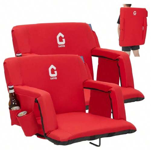 Garvee Stadium Seats with Back Support and Padded Cushion Extra Wide Bleacher Chair with Anti Slip Mat Reclining Stadium Football Seats 6 Adjustable