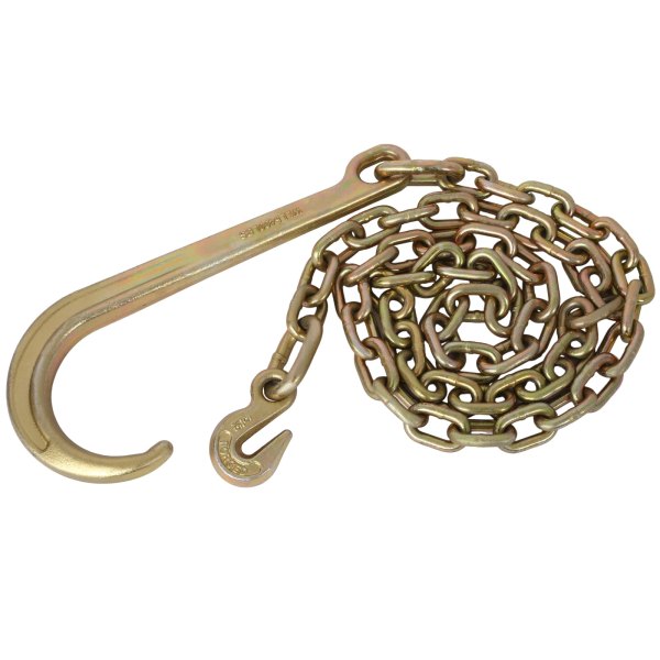 LUXEYARD Tow Chain with 15 Inch Forged J Hook and Grab Hook - Grade 70 Chain - 6 Foot - 4700 Pound Safe Working Load one_size | DS-Y-W465-133696