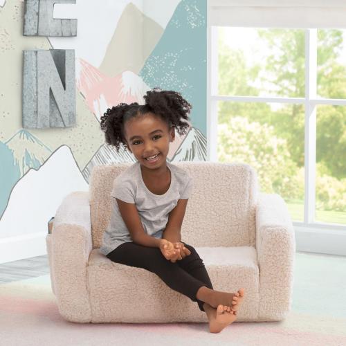 Delta Children Cozee Sherpa 2-in-1 Convertible Kids Chair, White