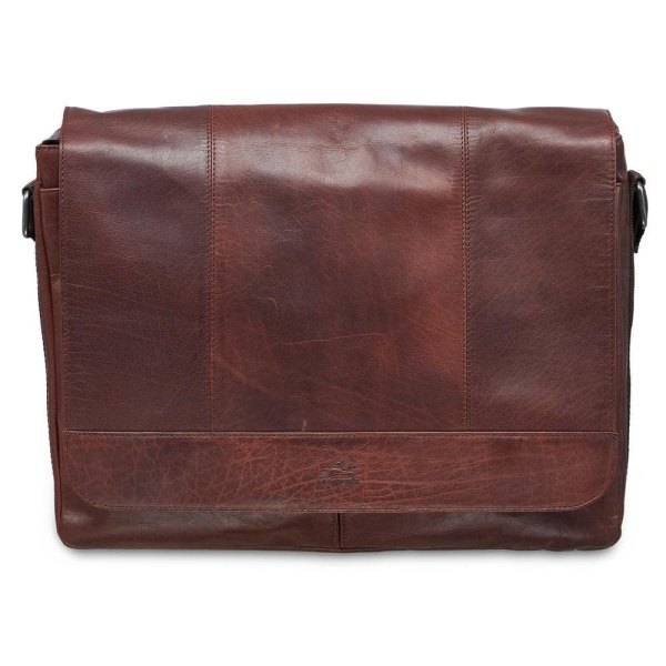 Buffalo Collection Brown Leather Messenger Bag for 15 in. Laptop