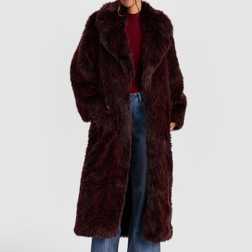 alice olivia MARVIN FAUX FUR MAXI COAT