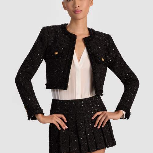 alice olivia DUMONT EMBELLISHED TWEED JACKET