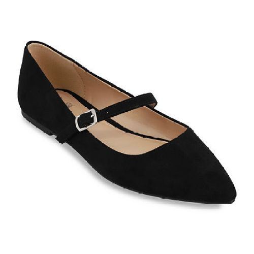 Mia Girl Fionna Womens Pointed Closed Toe Mary Jane Shoes, Medium, Black