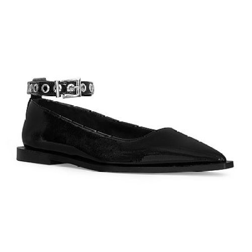 RM Rebecca Minkoff Danielle Womens Pointed Closed Toe Ballet Flats, Medium, Black