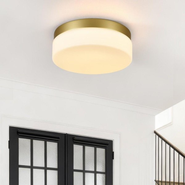 11.4 in. LED Flush Mount With Glass Shade Dimmable Ceiling Lamp for Kitchen, Hallway, Stairwell