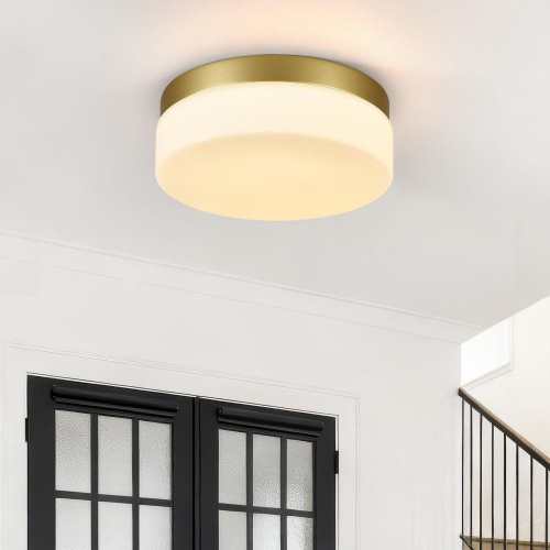 11.4 in. LED Flush Mount With Glass Shade Dimmable Ceiling Lamp for Kitchen, Hallway, Stairwell