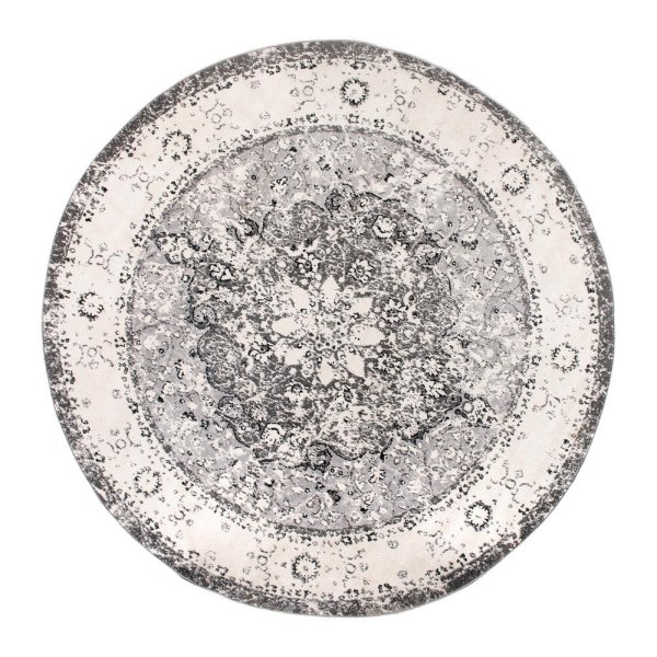 Traditional Distressed Medallion Gray 6 ft. 6 in. RoundArea Rug