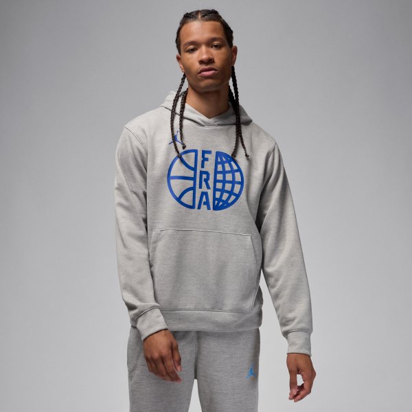 France Practice Nike Mens Basketball Fleece Hoodie in Grey | FQ0419-063