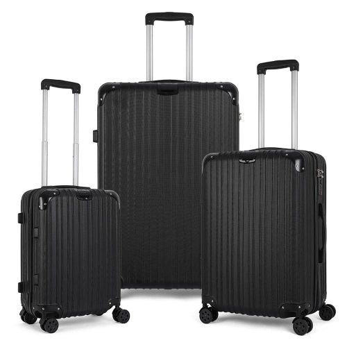 Grand Creek Nested Hardside Luggage Set in Luxury Black, 3 Piece – TSA Compliant