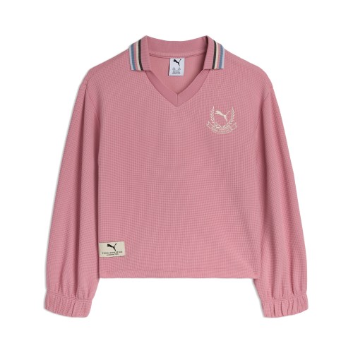 PUMA Class Pack Kids Waffle Knit Polo Shirt in Pink