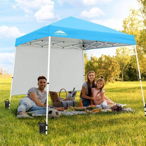 10 ft. x 10 ft. Outdoor Pop Up Slant Leg Canopy Tent with Wall Panel