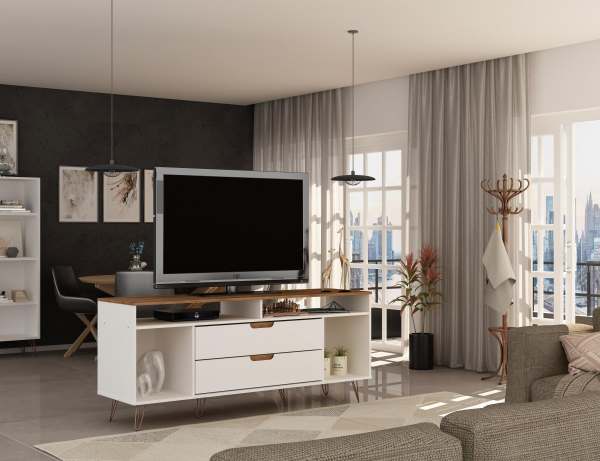 Manhattan Comfort Rockefeller 62.99 TV Stand with 2 Drawers, Off