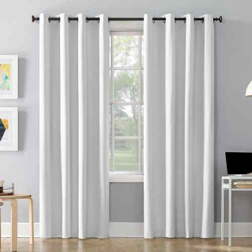 Duran White Polyester Solid 50 in. W x 95 in. L Noise Cancelling Grommet Blackout Curtain (Single Panel)