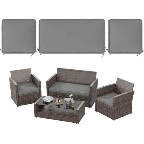 36 in. x 18 in. (3-Piece) Outdoor Patio Replacement Seat Cushions Fit for Loveseat Lounge Chair Furniture Light Grey