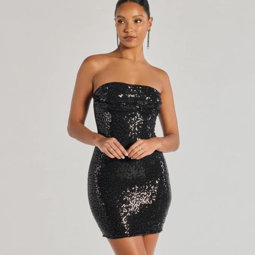 Shimmer All Night Strapless Sequin Mini Dress