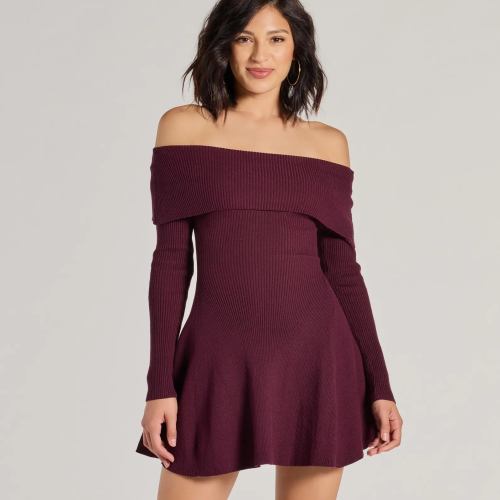 Chic Staple Ribbed Knit Skater Dress