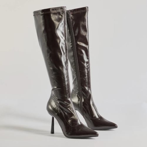 Major Strut Faux Leather Knee-High Stiletto Boots