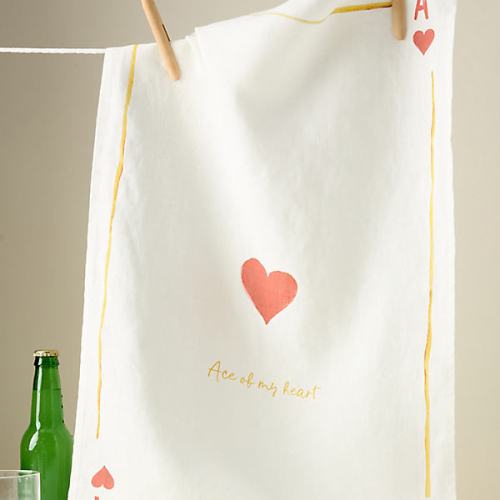Ace of Hearts Linen Dish Towel