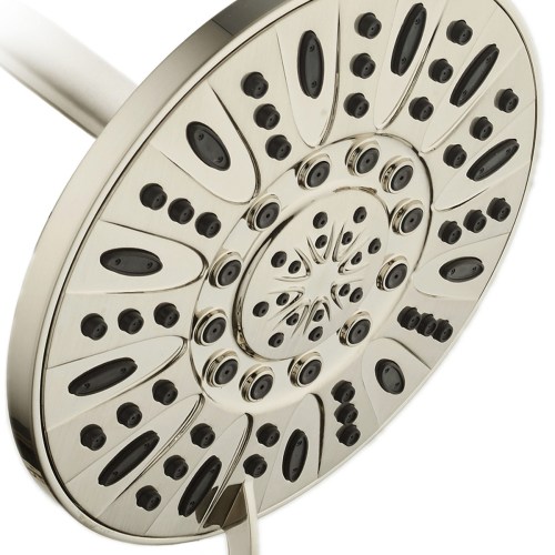 AquaDance High-Pressure Multiple Setting 7-in Rainfall Shower Head with Pause Mode – Brushed Nickel
