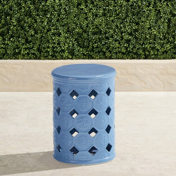 Soren Accent Stool Blue Frontgate
