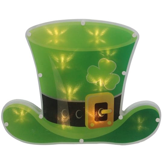 12.5 St. Patricks Day Leprechaun Hat LED Lighted Window Silhouette By Northlight in Green | 9.5 x 12.5 | Michaels
