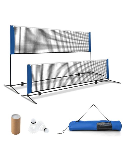 Skonyon 10/14 Feet Adjustable Badminton Net Stand with Portable Carry Bag-10 Feet - Blue