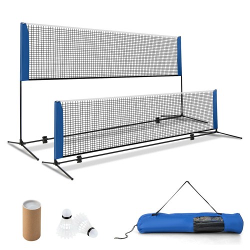 Hongge 14 ft Adjustable Badminton Net Stand with Portable Carry Bag – Blue